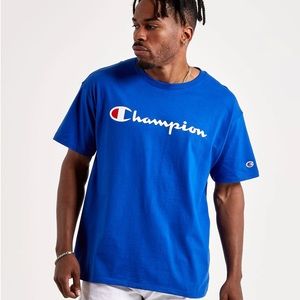 Champion Classic Tee in Surf the Web Royal Blue with White Script Logo